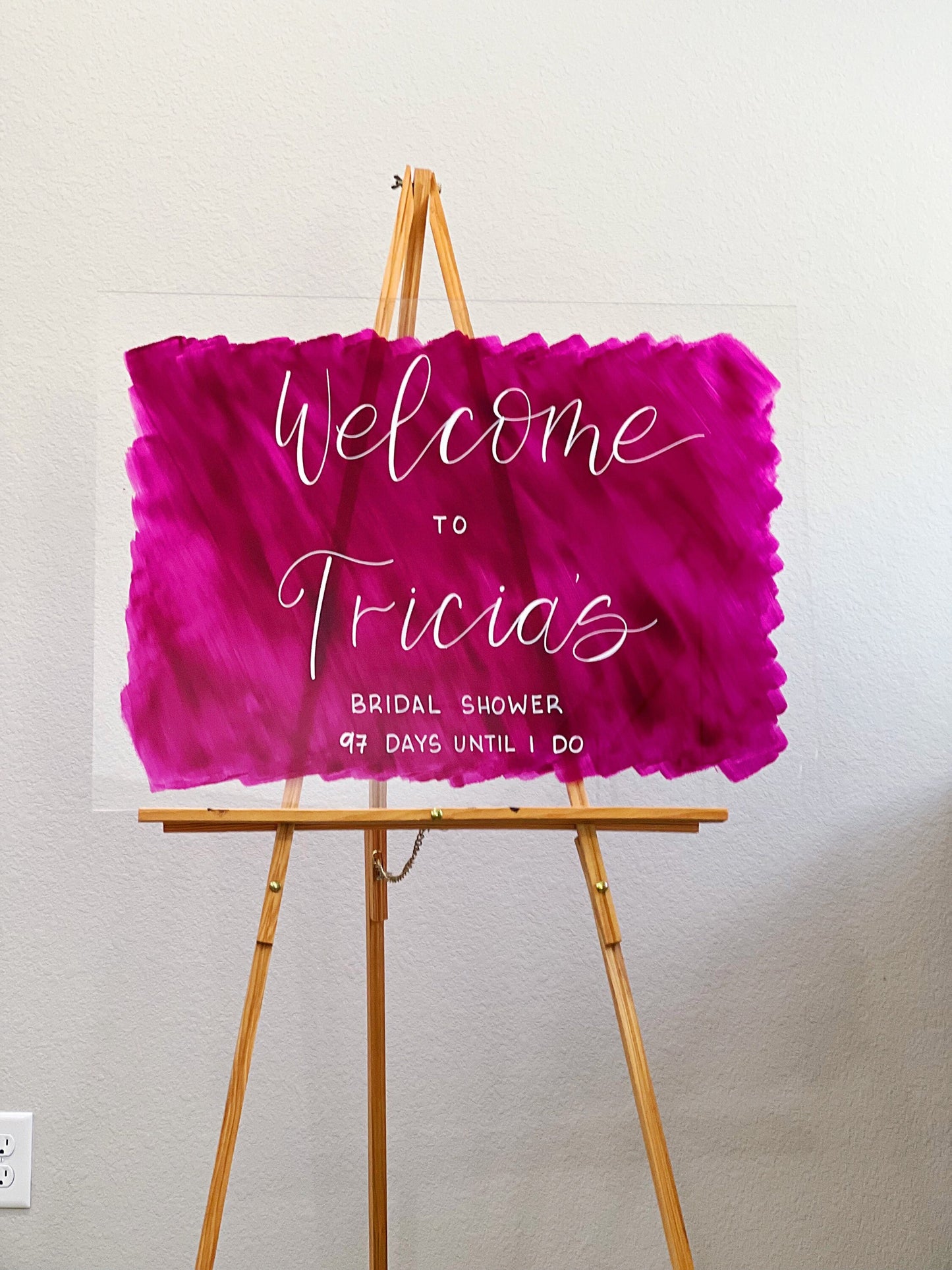 Acrylic Bridal Shower Welcome Sign Painted Back | Acrylic Wedding Sign | Acrylic Welcome Sign