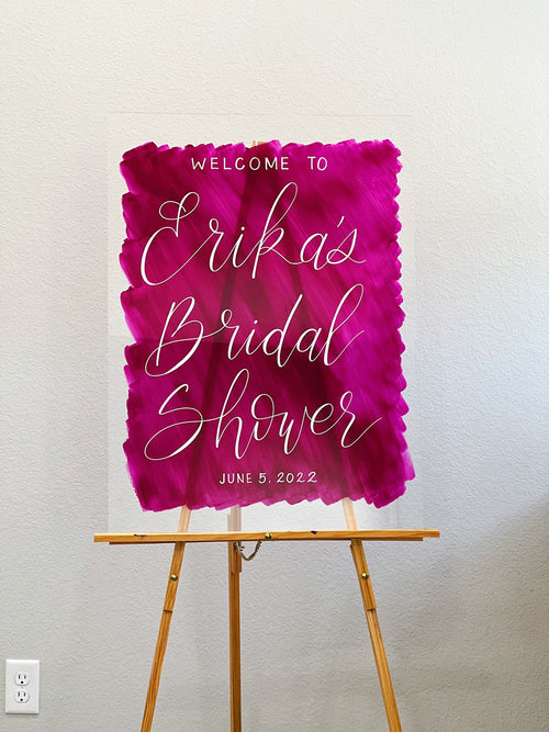 Acrylic Bridal Shower Welcome Sign Painted Back | Acrylic Wedding Sign | Acrylic Welcome Sign