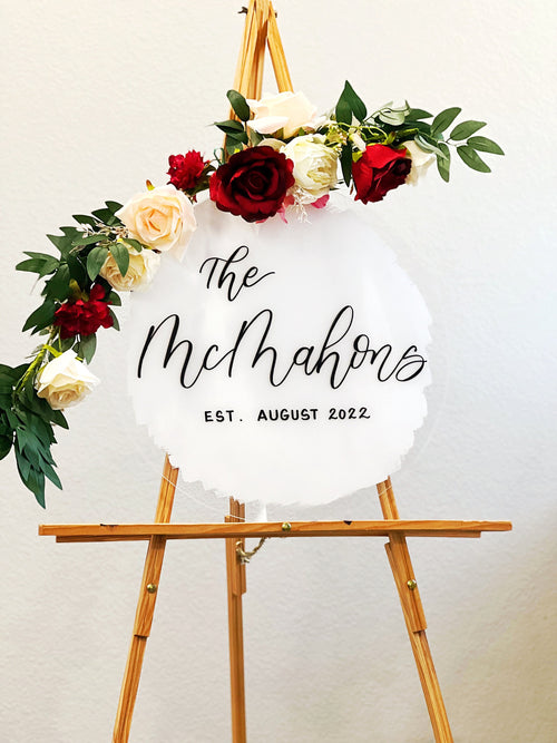 Back Painted Round Acrylic Wedding Welcome Sign | Bridal Shower Sign | Baby Shower Welcome Sign